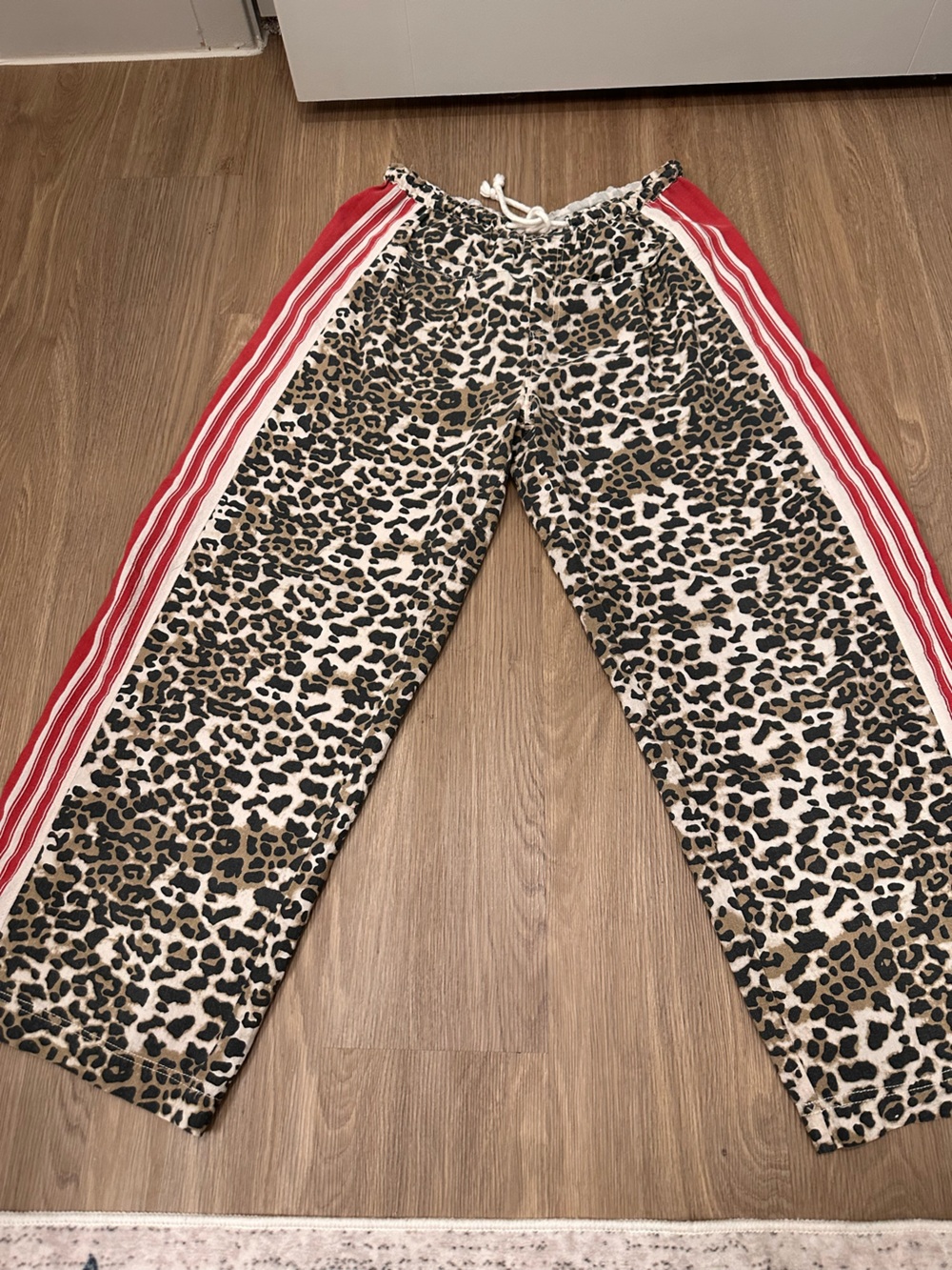 BiBi Leopard Print Joggers with Red Side Stripes